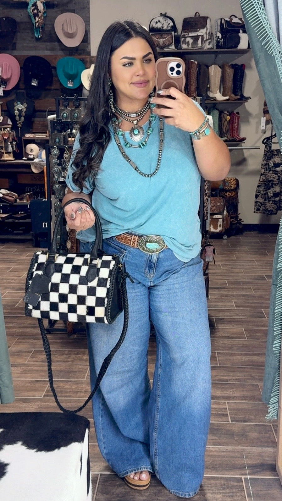 American Darling Cowhide Checkered Speedy