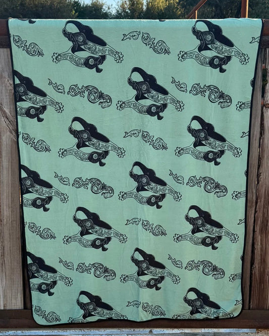 Boots and Burlap Blanket