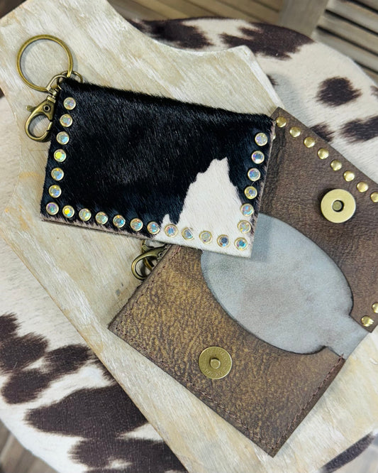 Black Cowhide Becca Card Case