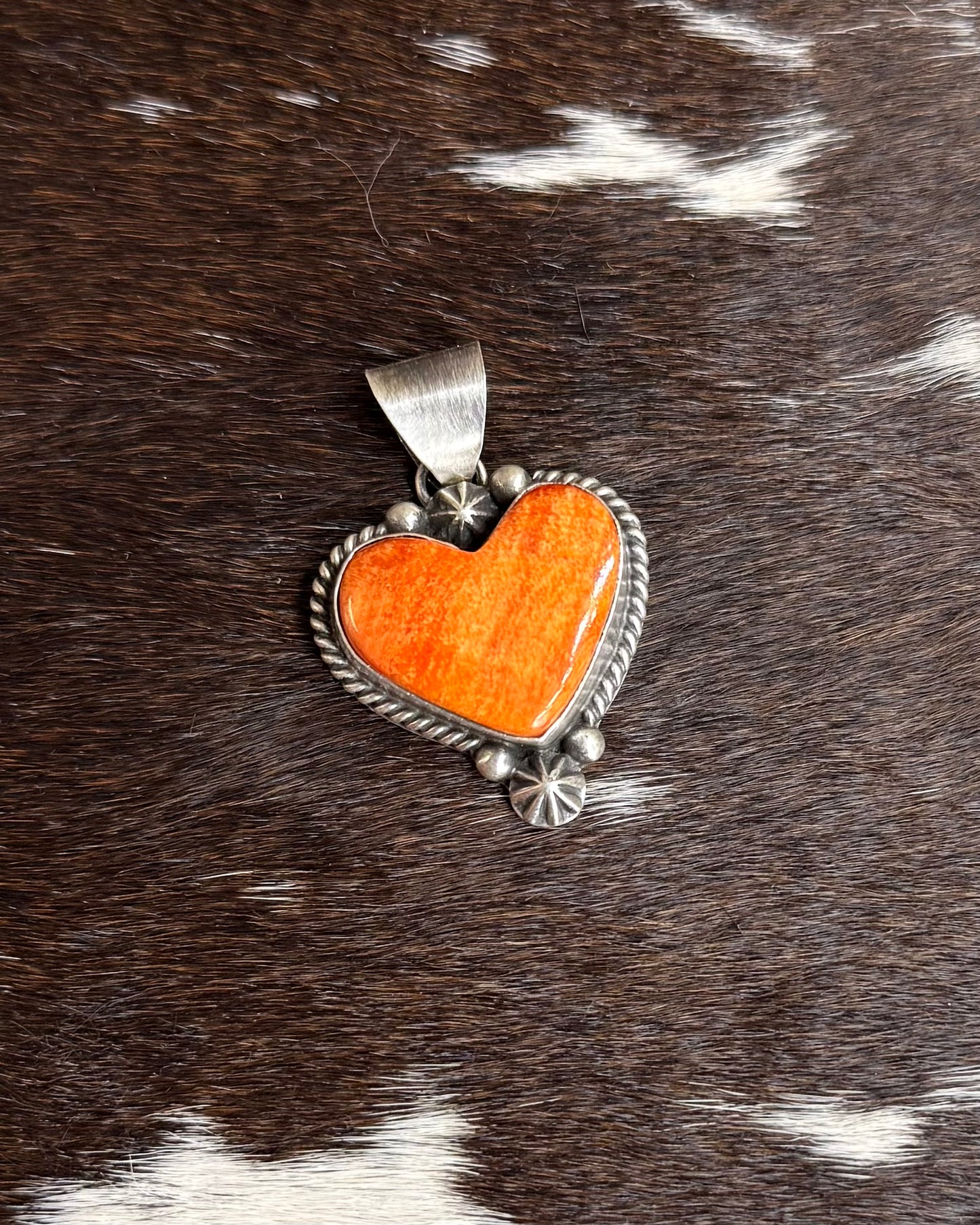 Orange Spiny Heart Pendant - Native