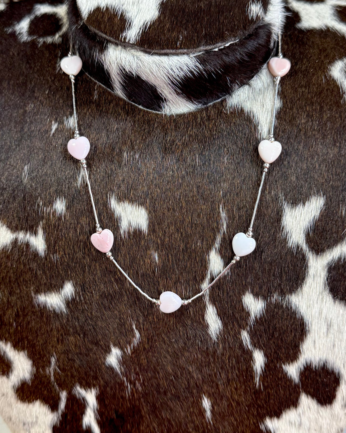 Pink Conch Liquid Silver Stacker Necklace