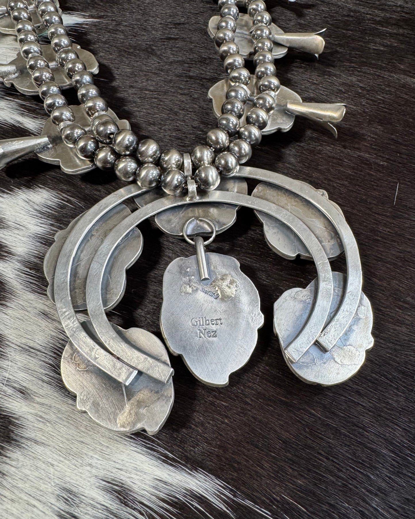 Gilbert Nez Emerald Valley Squash Blossom Statement Necklace *Native