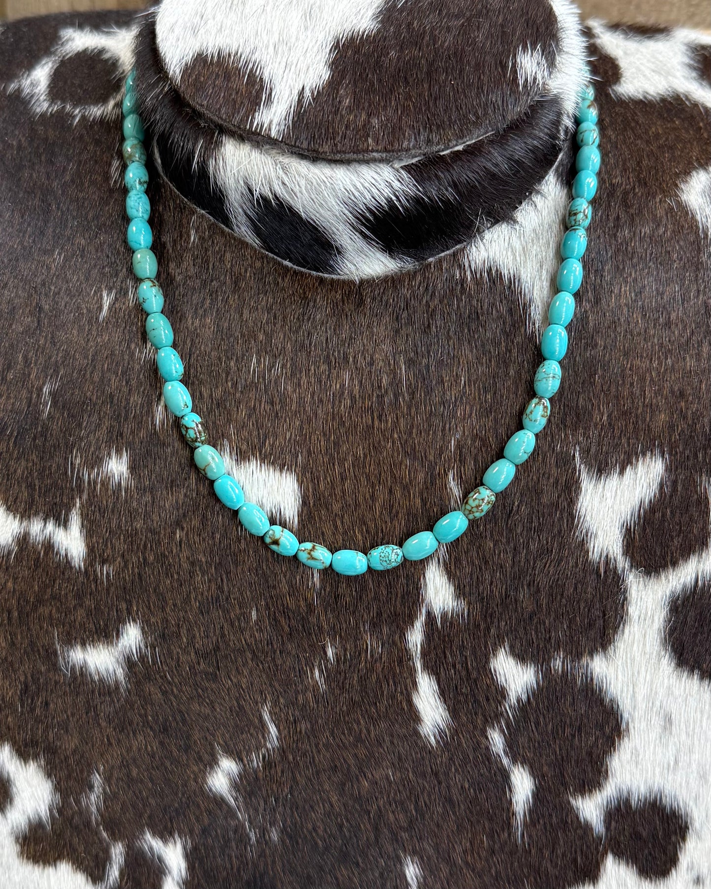 Natural Turquoise Barrel Stacker Necklace