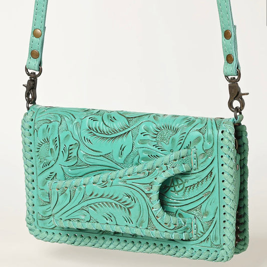 Turquoise Tooled Clutch Crossbody
