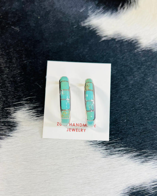 Turquoise Zuni Hoops