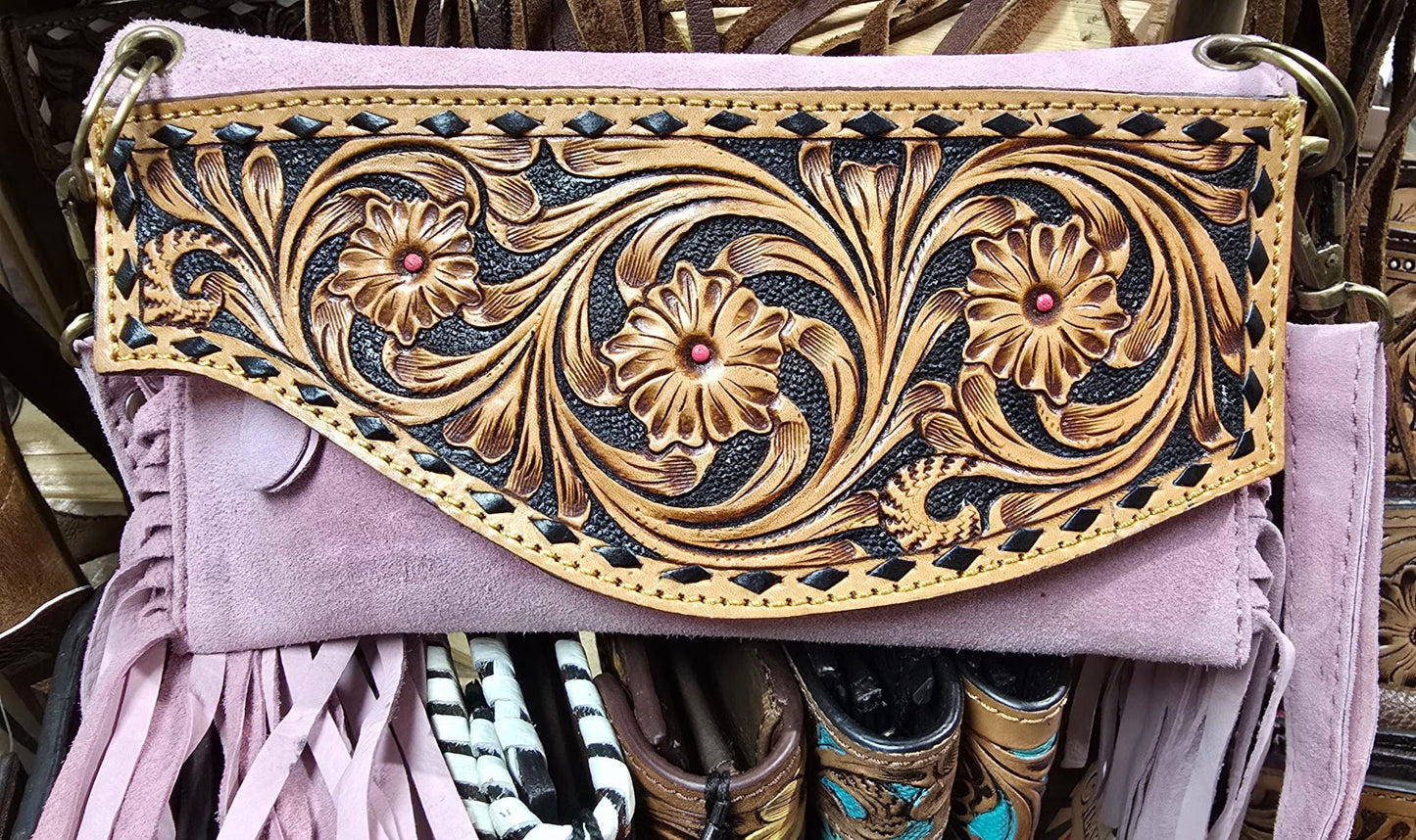 Light Pink Suede Crossbody