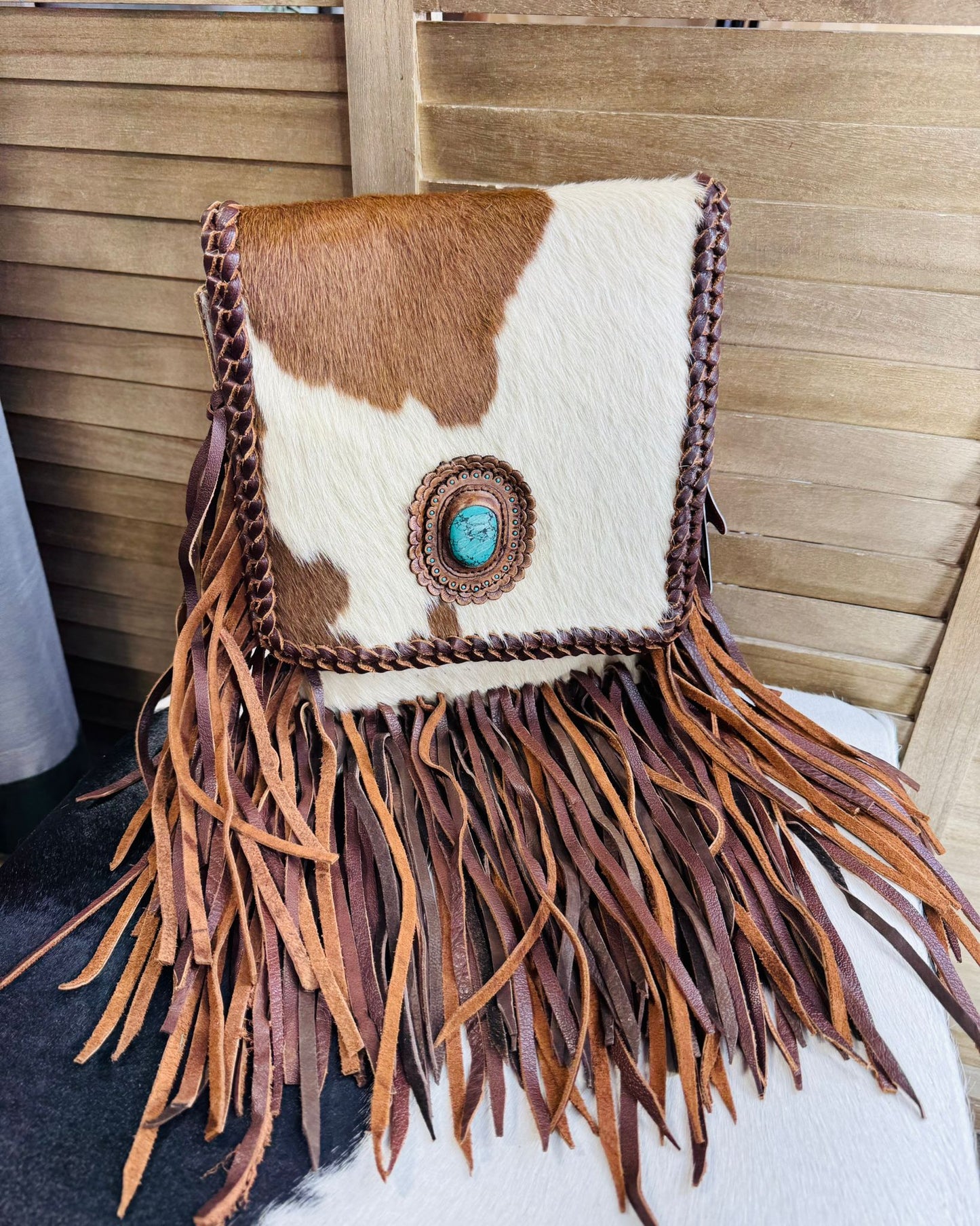 Stone AD Fringe Crossbody *Hide Varies