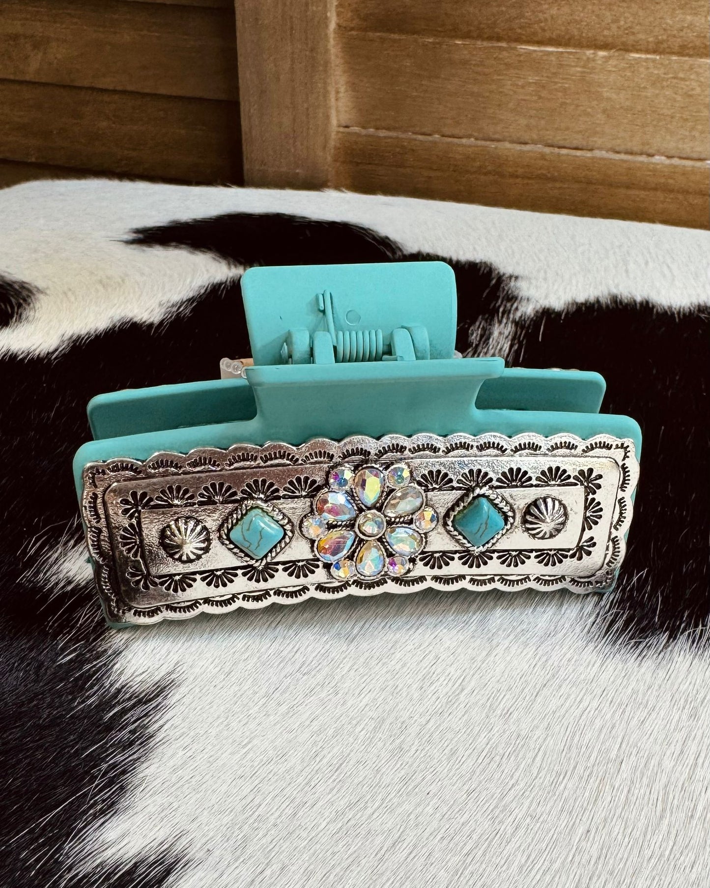 Turquoise & Iridescent Western Hair Clip