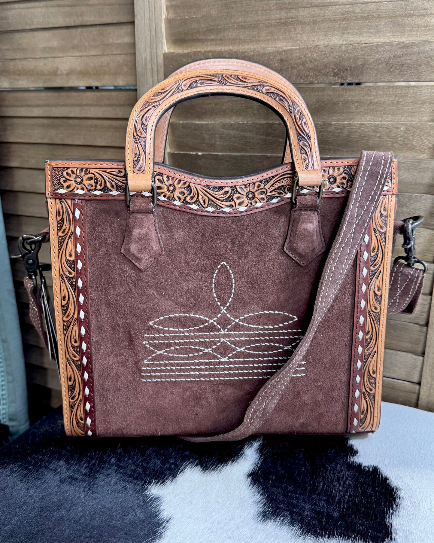 AD Brown Boot Stitch Crossbody