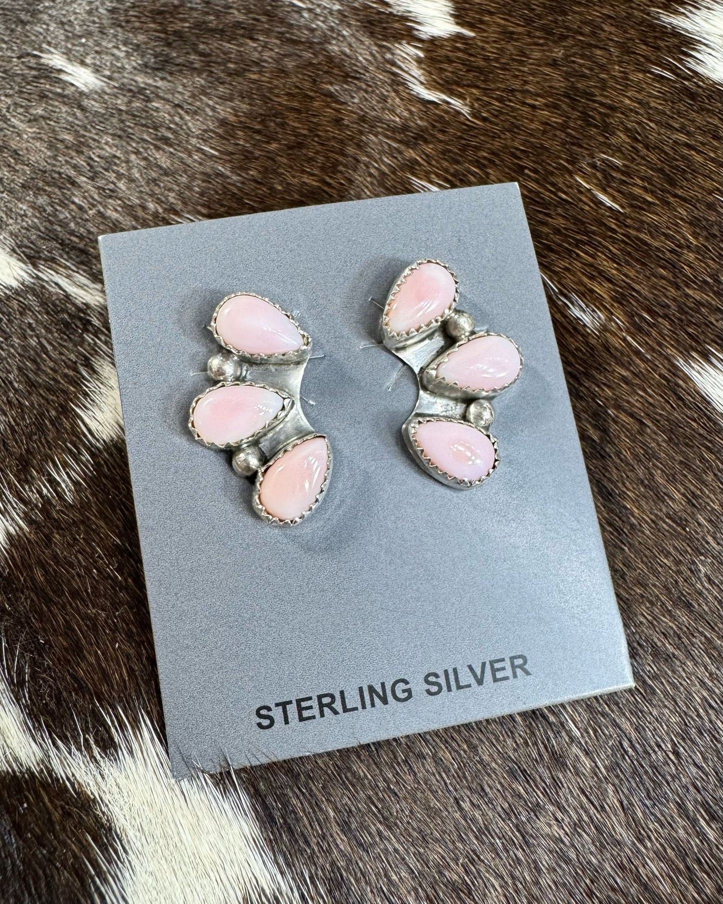 Maxine Ramirez Pink Conch 3 Stone Crawler Style Stud *Native