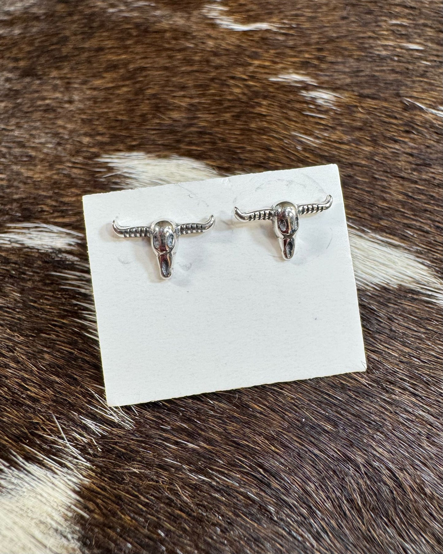 Sterling Silver Longhorn Skull Studs