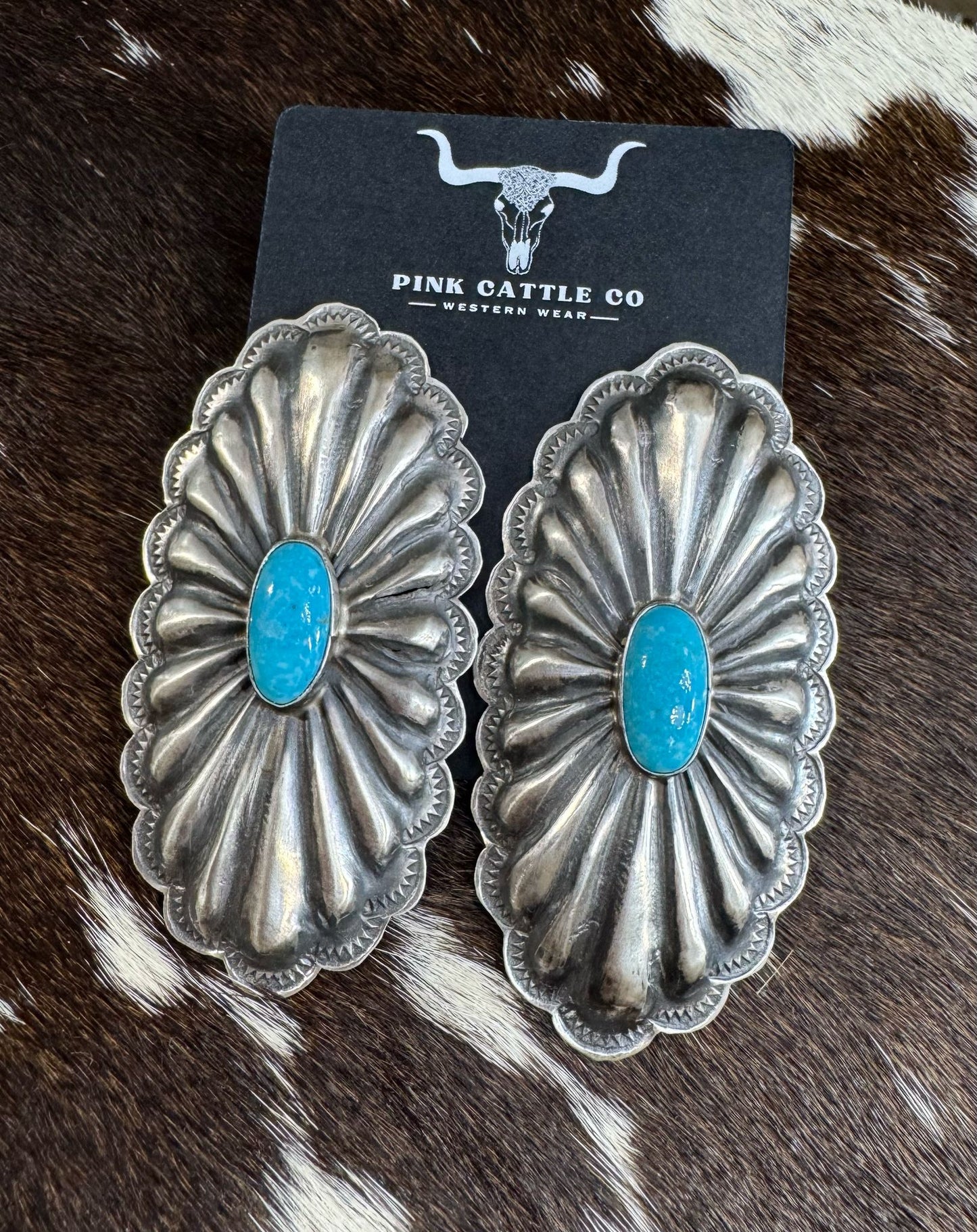 2.5” Rita Lee Blue Concho Earrings *Native