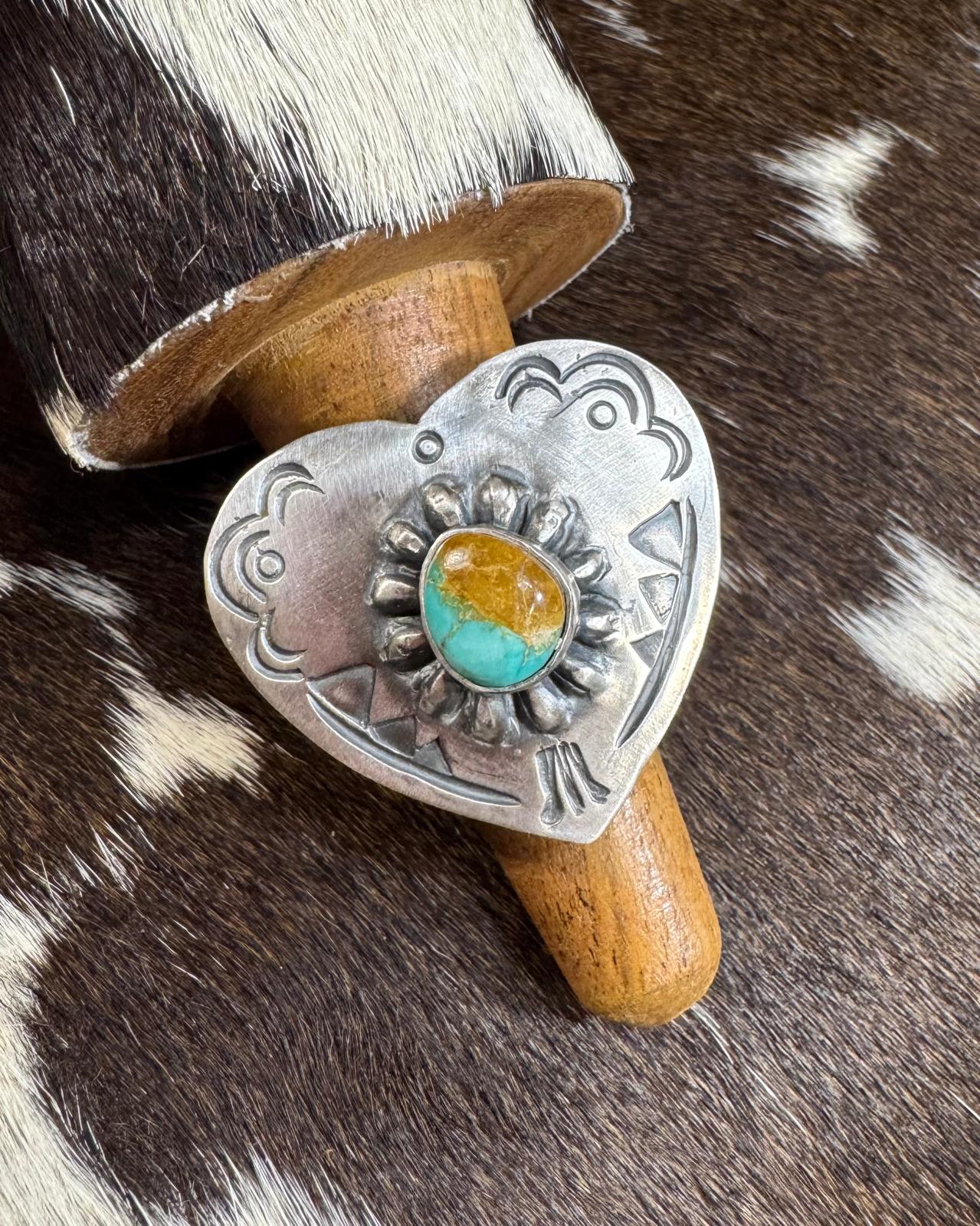Leroy James Sterling Turquoise Heart Ring *Native