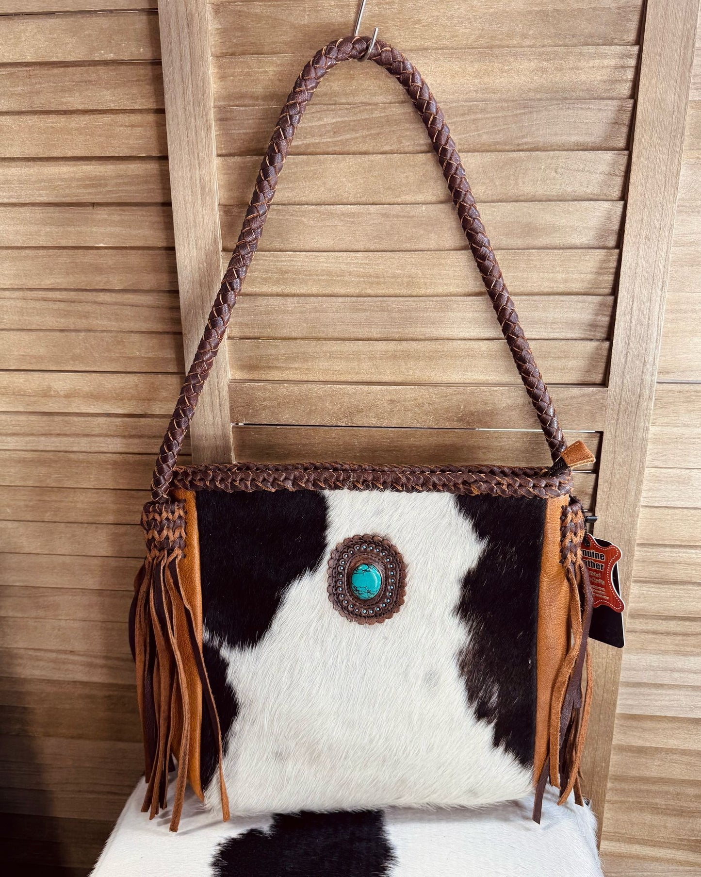 Cowhide Leather Rope AD Stone Bag