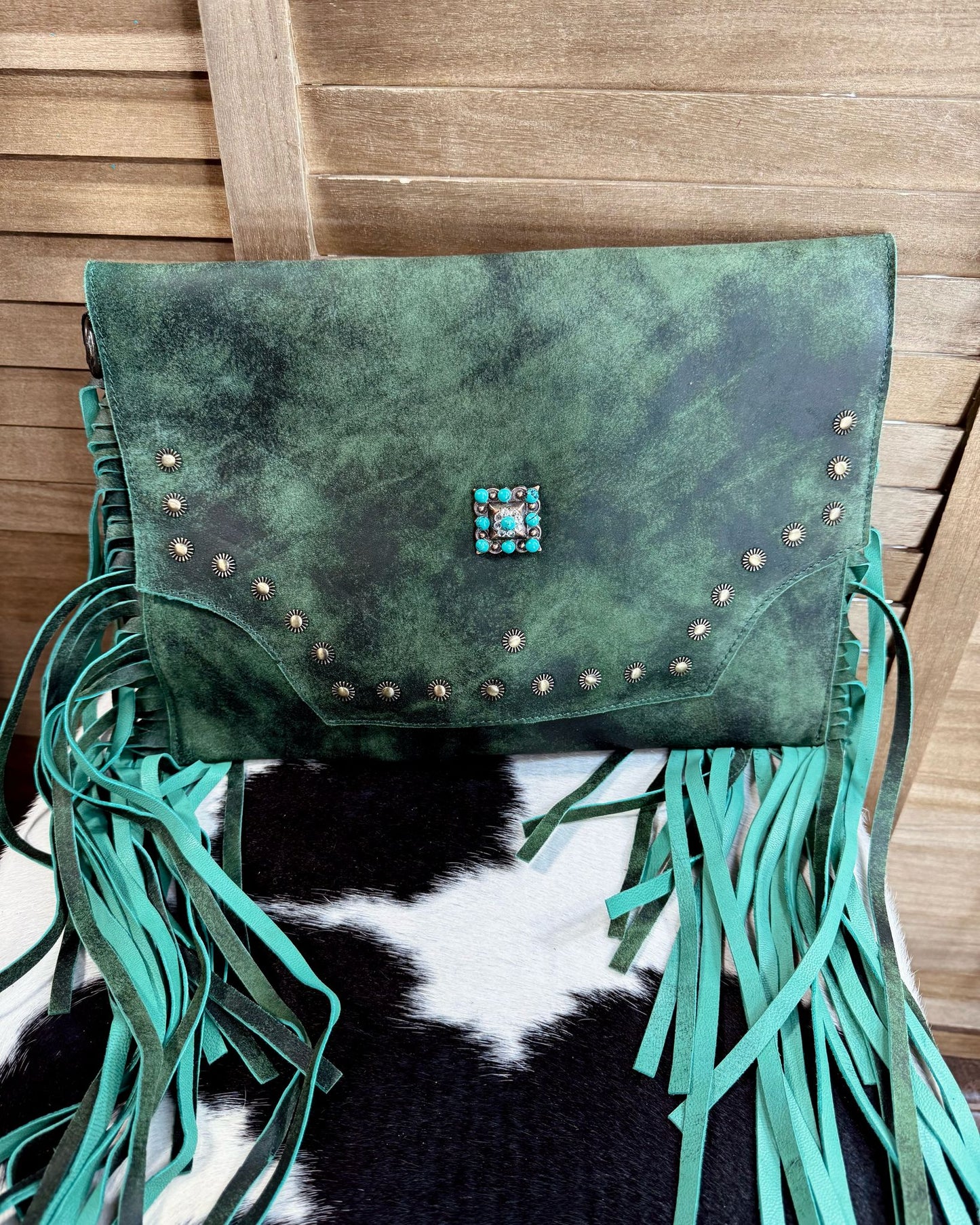 Green Envelope Fringe Crossbody *Pre Order