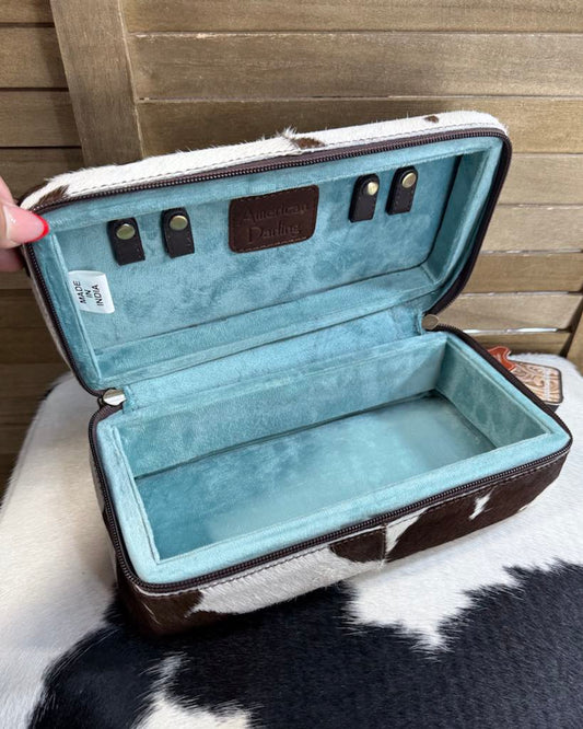 Cowhide Zipper AD Jewelry Box