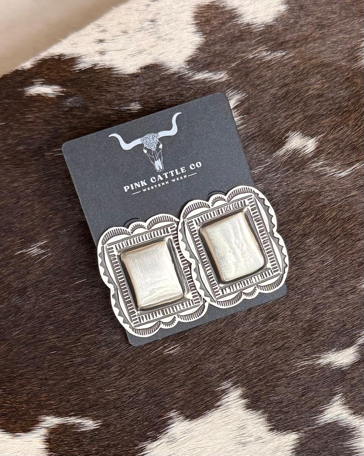 Leander Tahe Sterling Square Earrings *Native