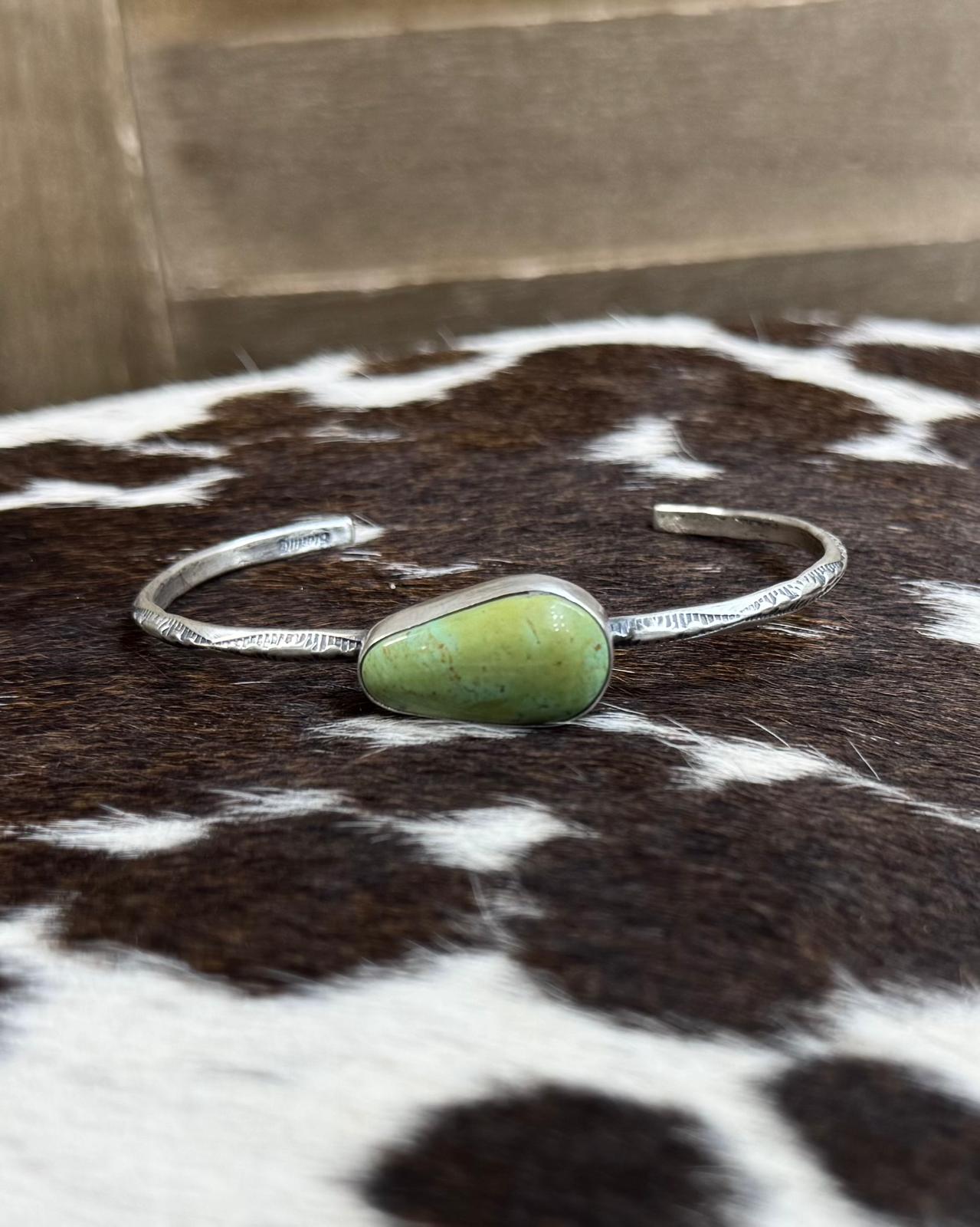 Johnny Dixon Green Turquoise Stone Cuff *Native