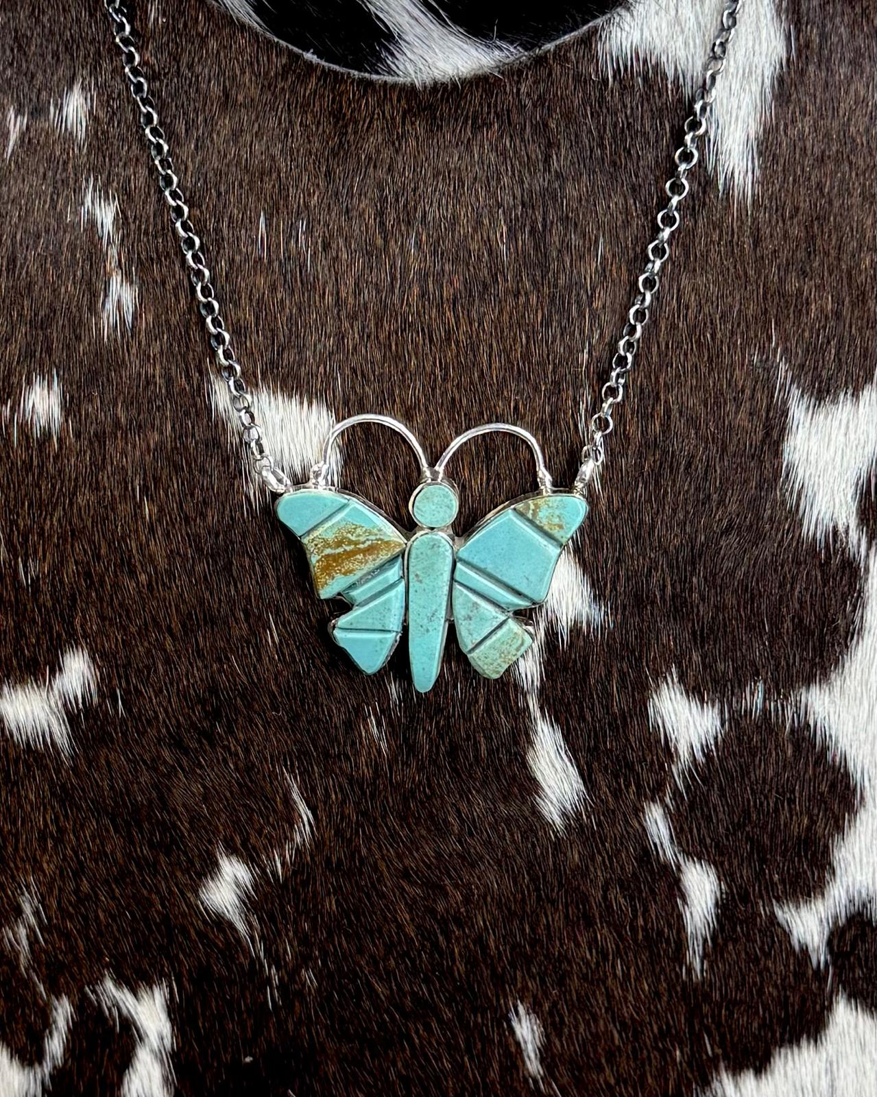 Steve Francisco Inlay Butterfly Necklace *Native