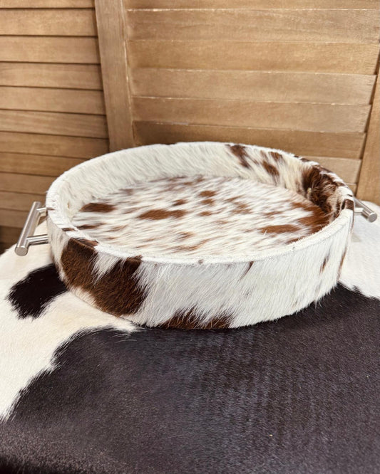12” Cowhide Round Tray