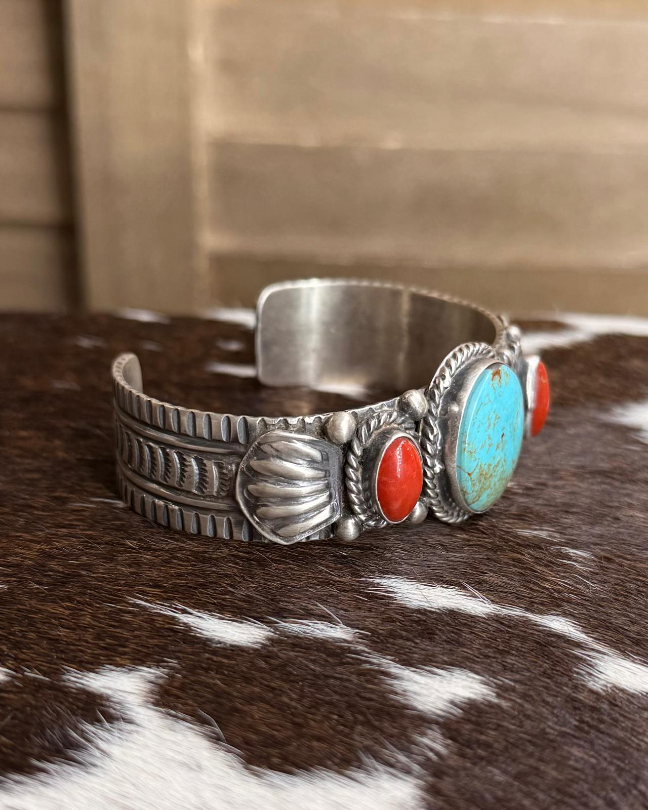 3 Stone Kingman & Coral Cuff *Native