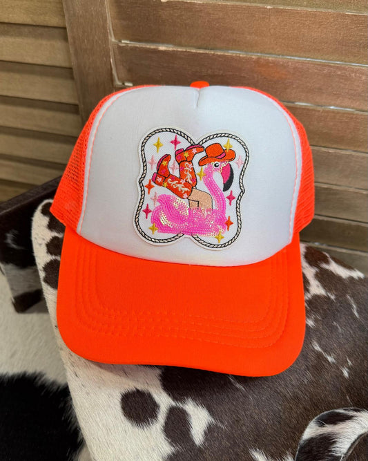 Neon Western Flamingo Cap