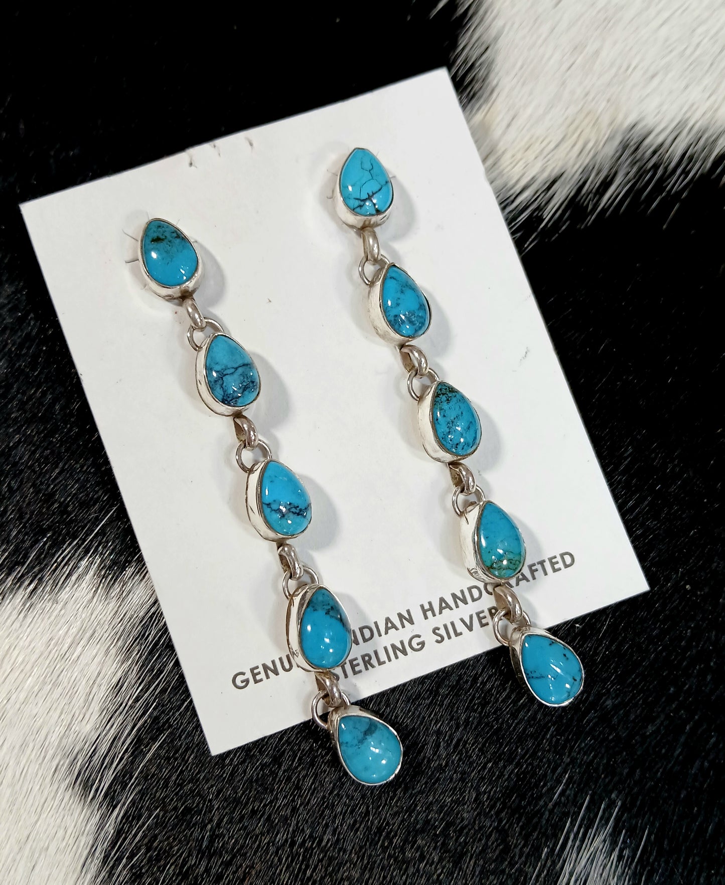 Kingman Teardrop 5 Stone Dangle Earrings *Native
