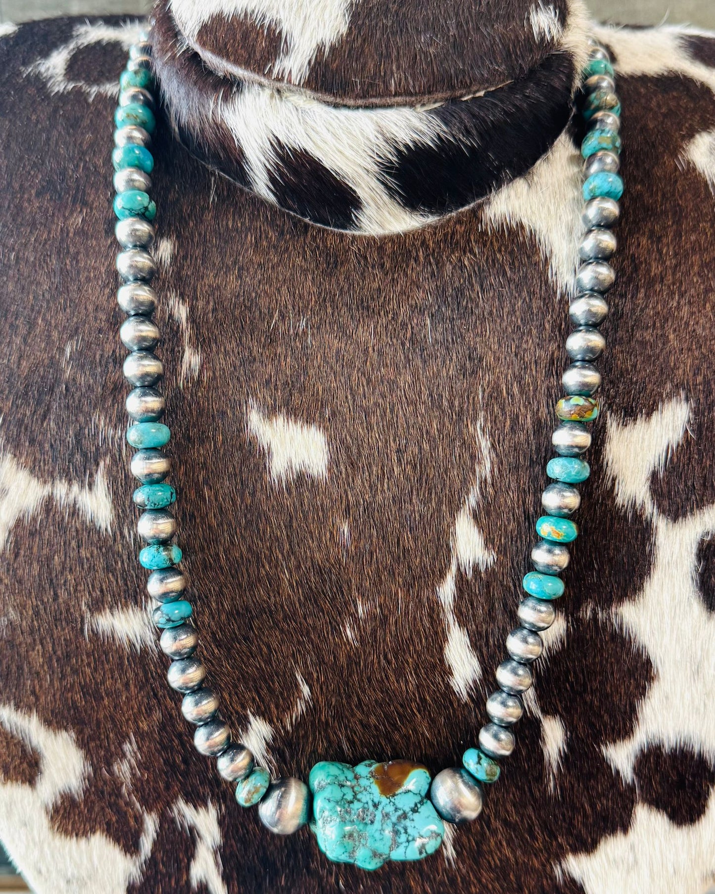 Single Natural Stone Sterling Pearl Necklace