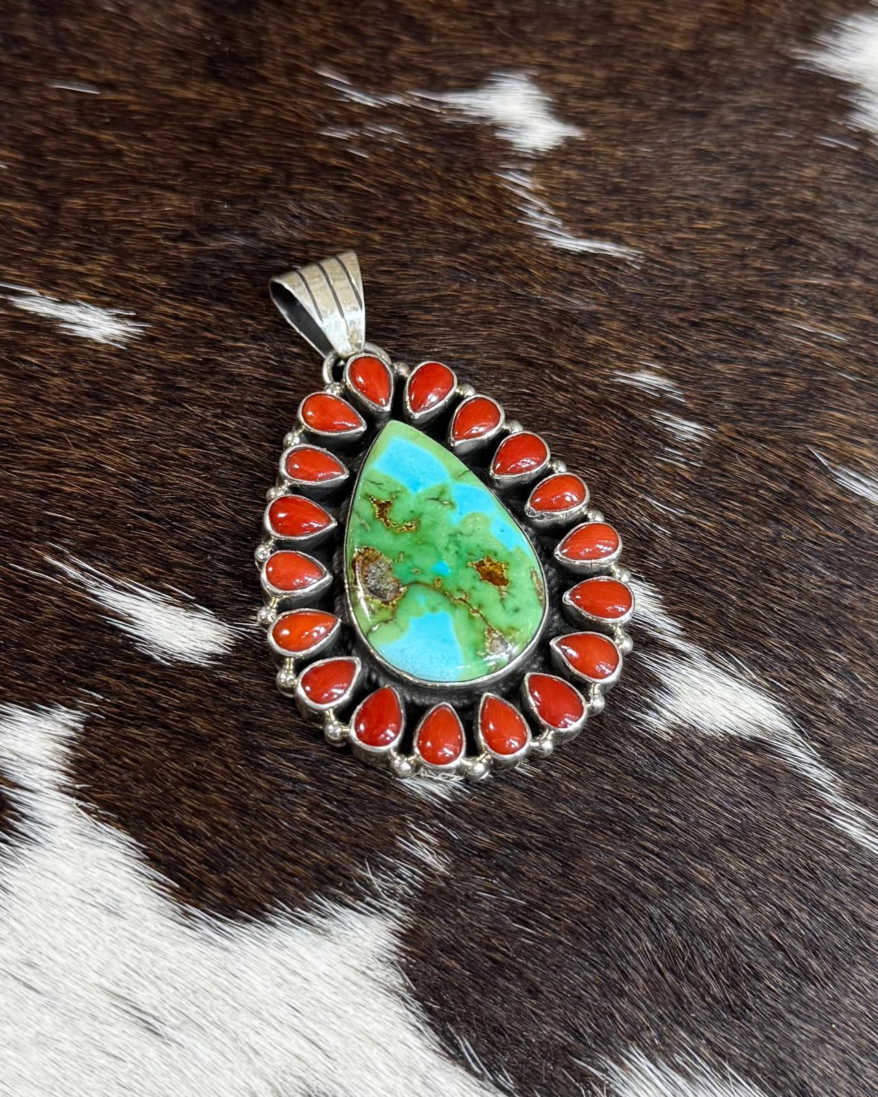 Coral & Sonoran Teardrop Cluster Pendant *Native