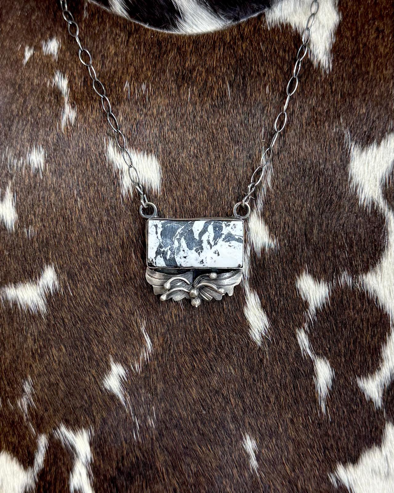 White Buffalo Border Bar Necklace *Native