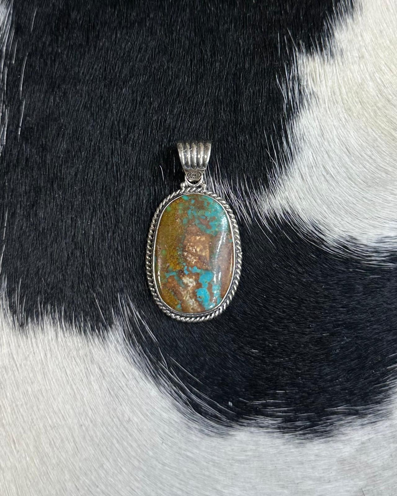 Turquoise W/ Brown Round Pendant *Native