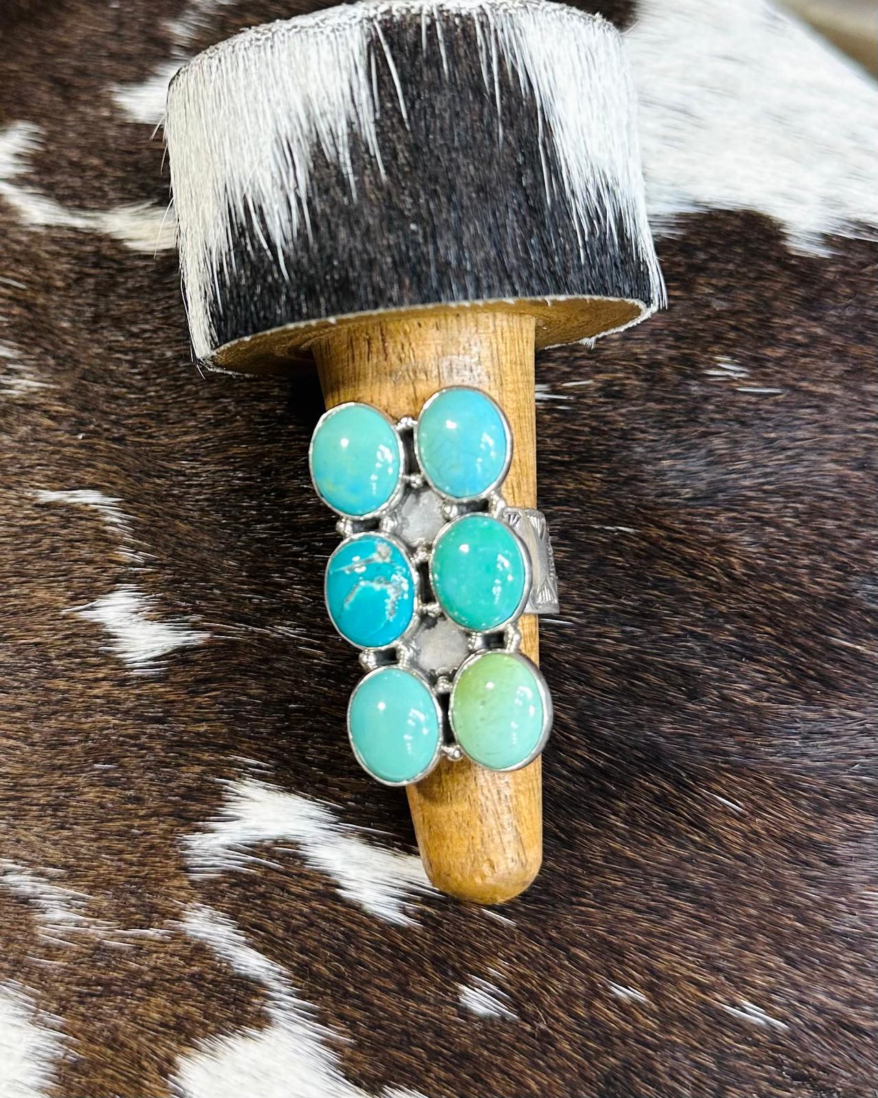 Turquoise Pebbled Adjustable Ring *Non Native