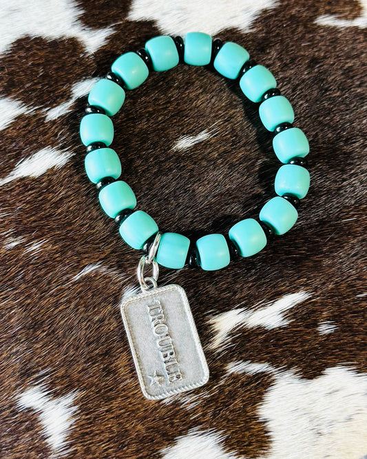 Trouble Turquoise Stretch Bracelet *Fashion