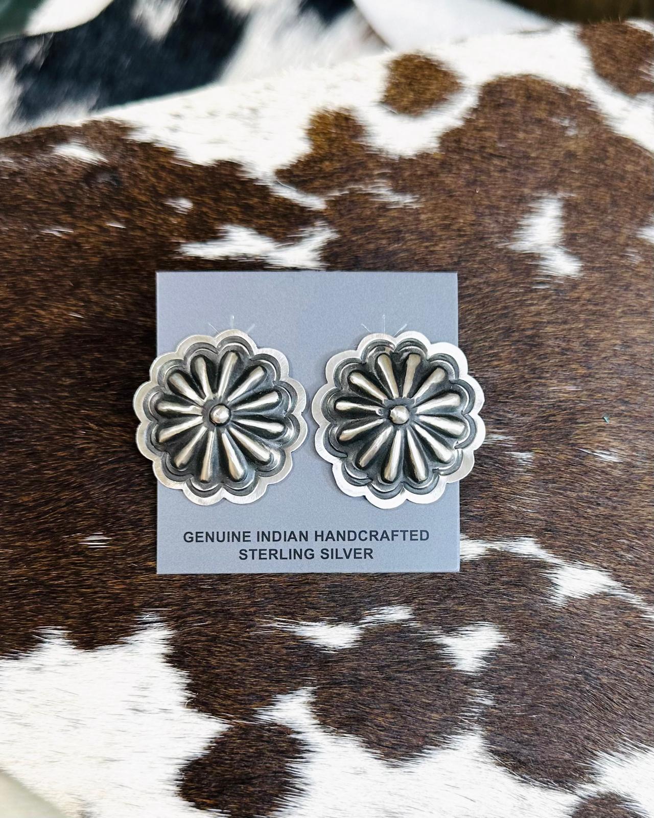 Concho Sterling Stud Earrings *Native