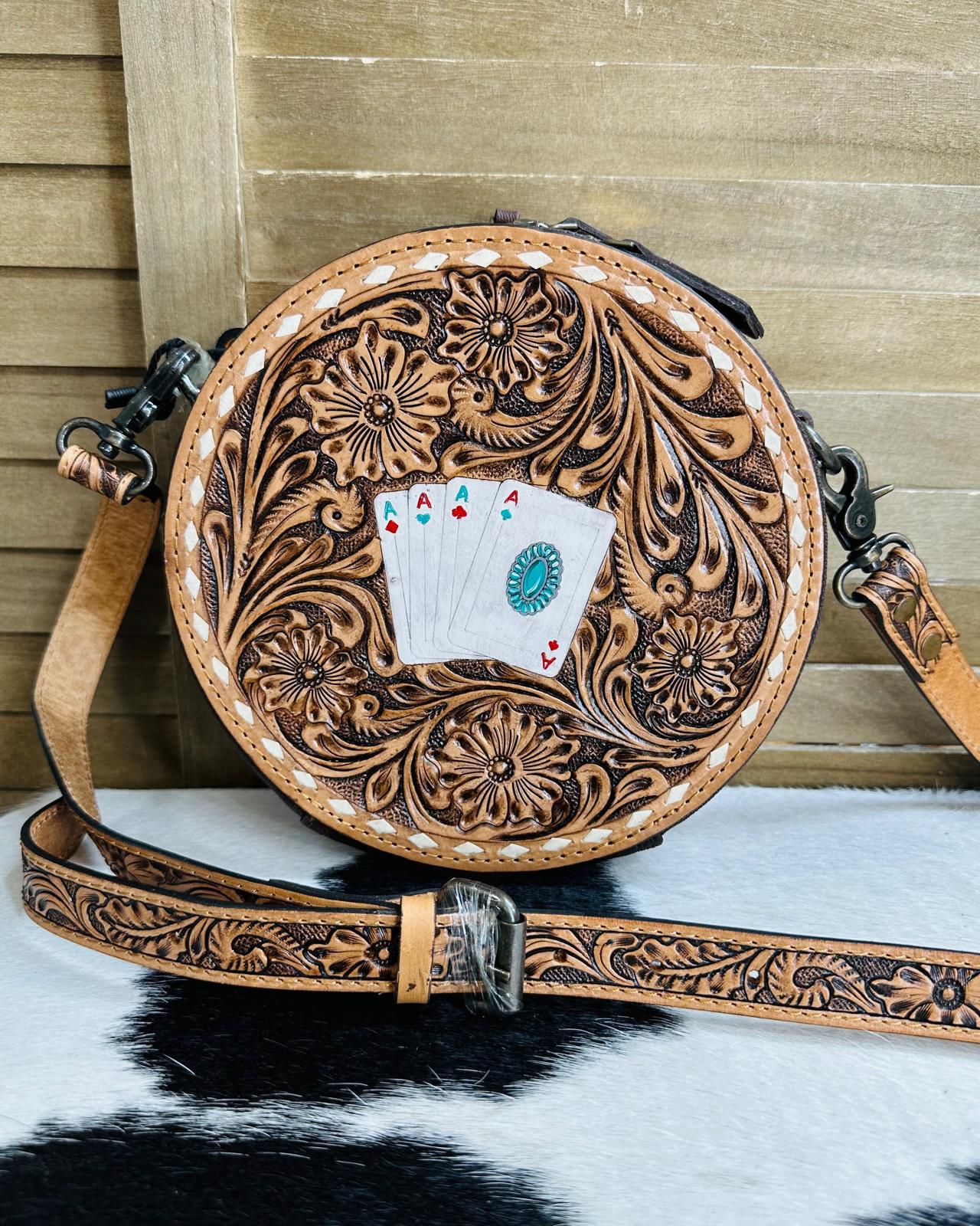 Four Aces Canteen Tooled Crossbody