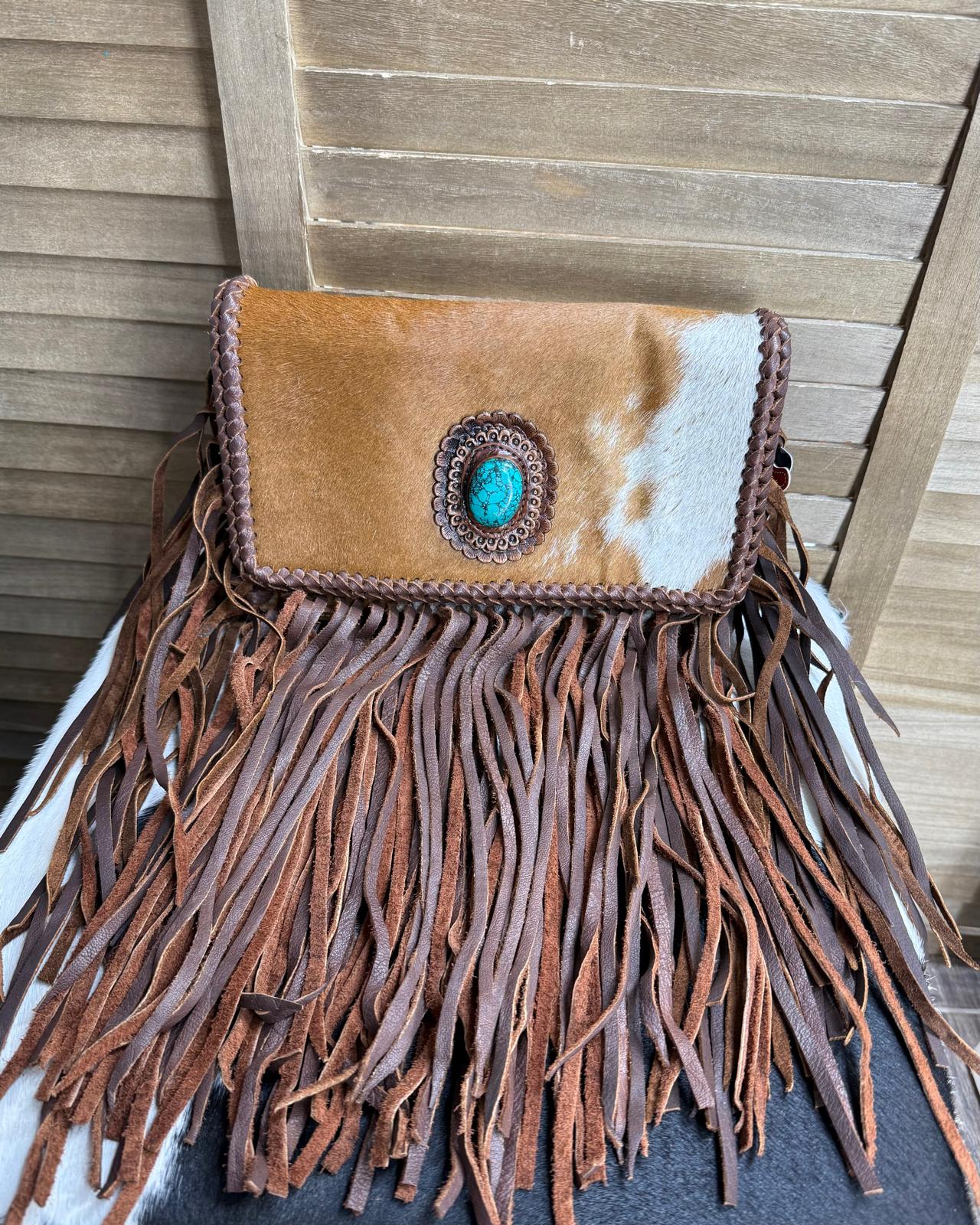 Ida Cowhide Fringe Stone Crossbody