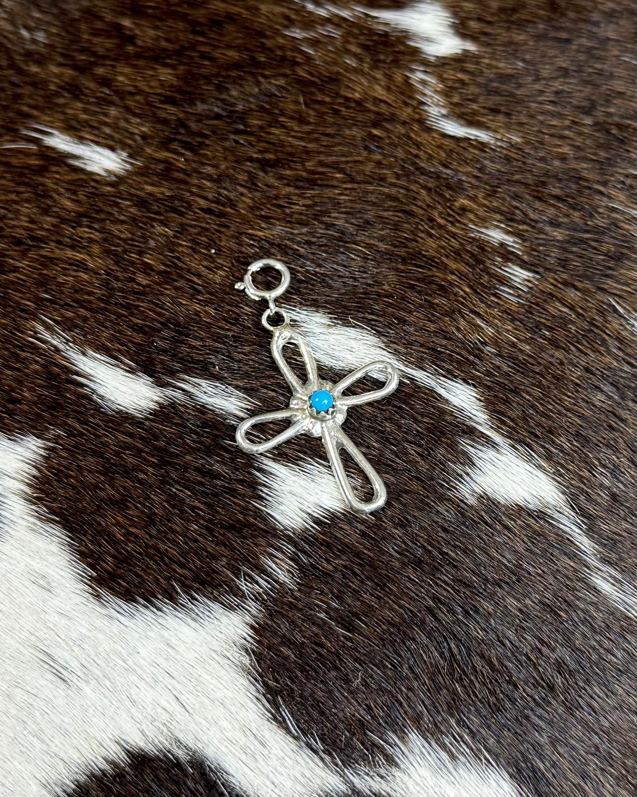 Sterling Silver Cross Turquoise Charm