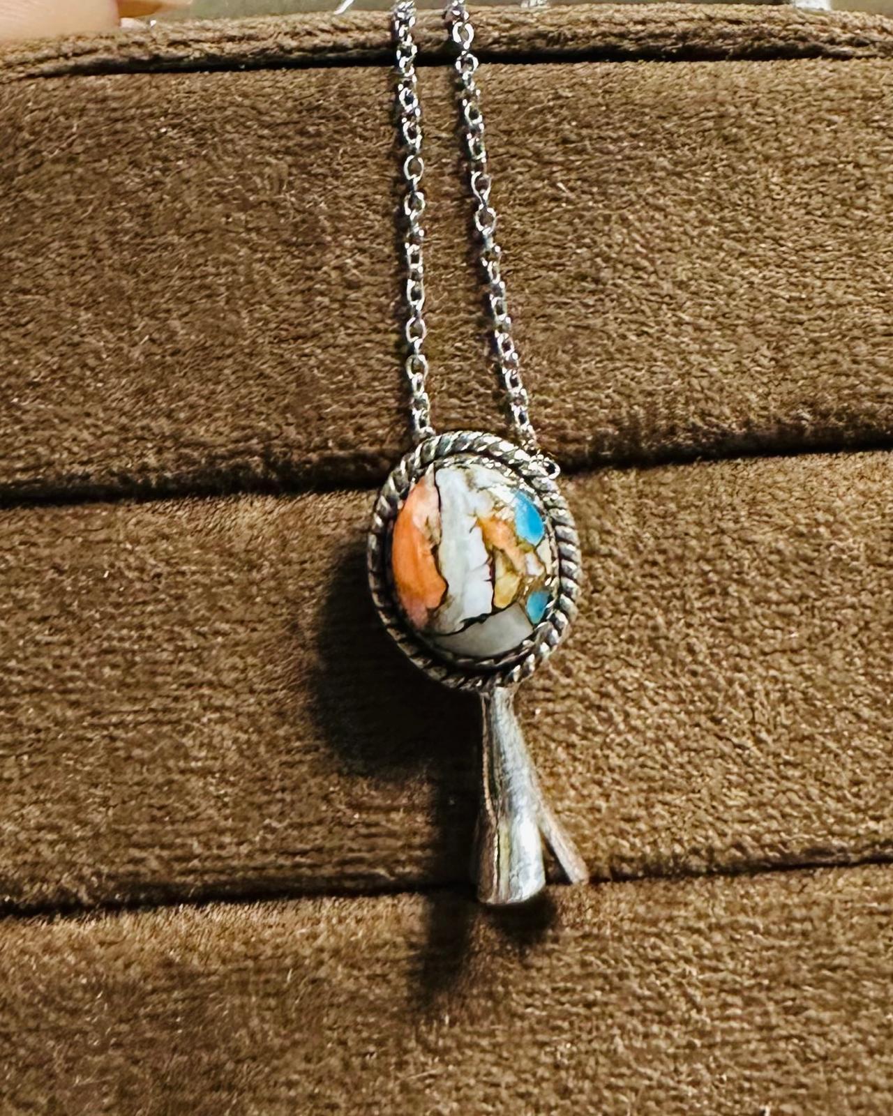 Spiny Turquoise Flower Blossom Necklace *Non Native