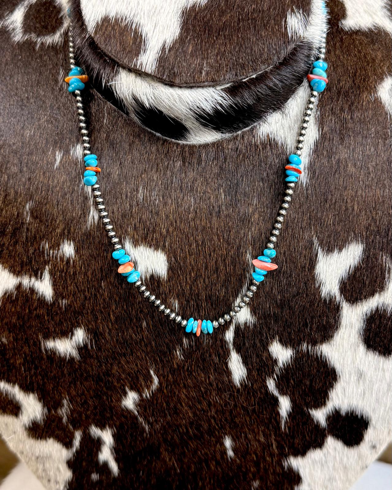 Turquoise Spiny Chip Pearl Necklace