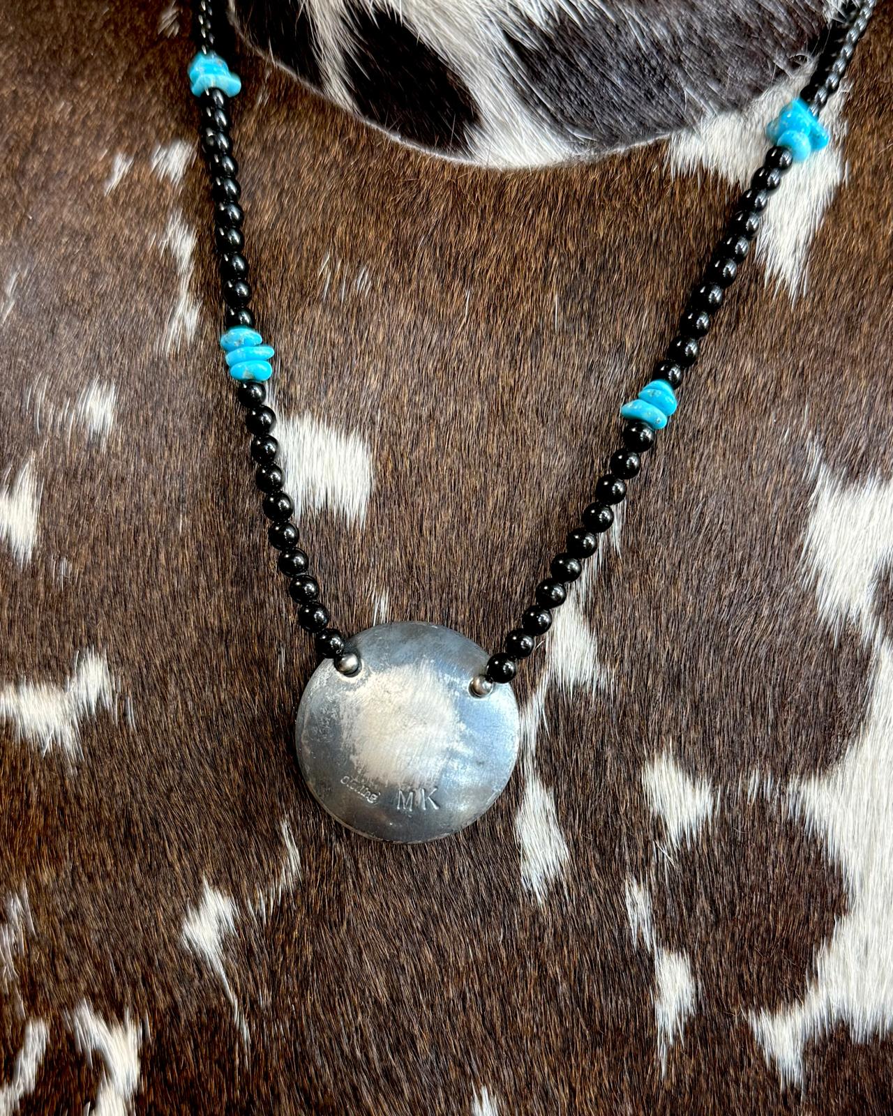 18"Marrietta Kellywood Onyx Sleeping Beauty Pillow Pearl Necklace*Native