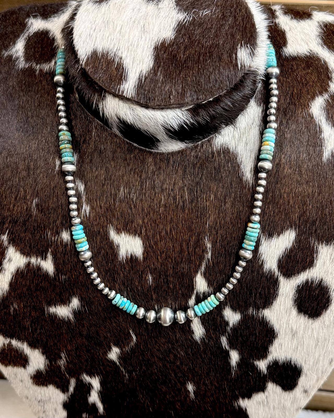 18.5+2" Turquoise Sterling Bead Stacker