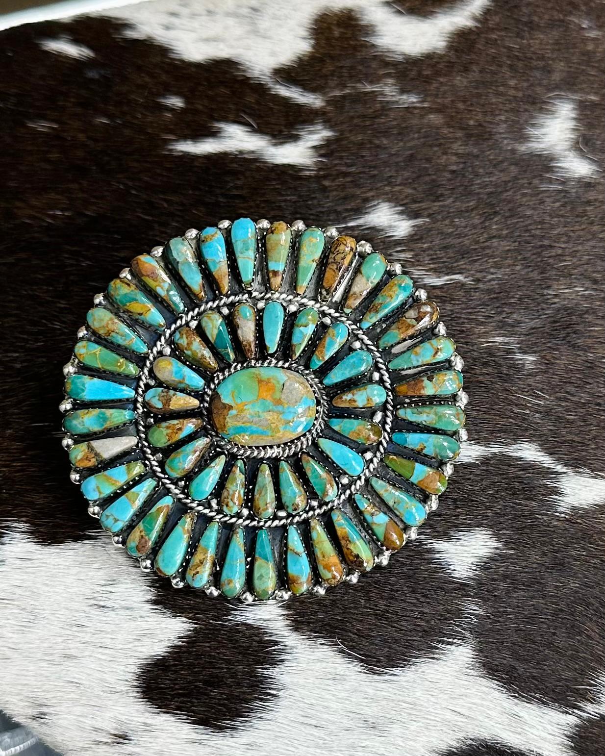 Turquoise Round Cluster Buckle *Native