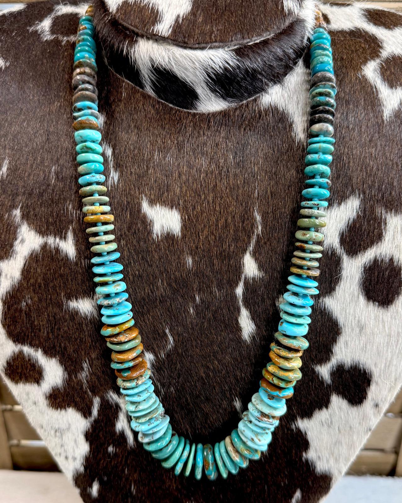 25" All Turquoise & Brown Necklace