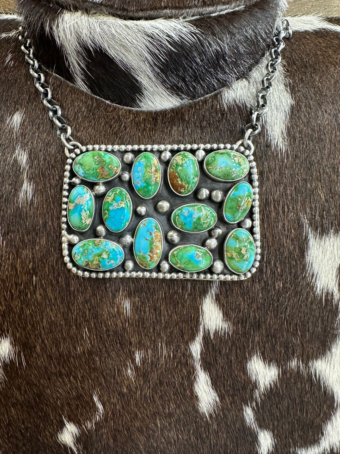 P.Yazzie Pebbled Square Sonoran Necklace *Native