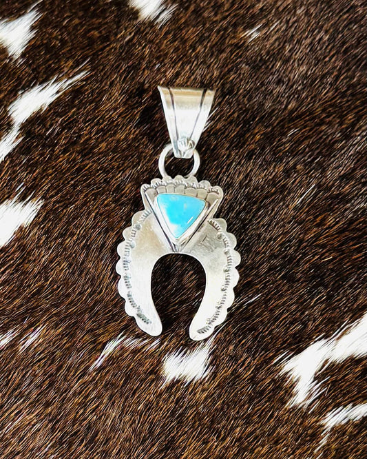 Sterling Naja Triangle Turquoise Pendant