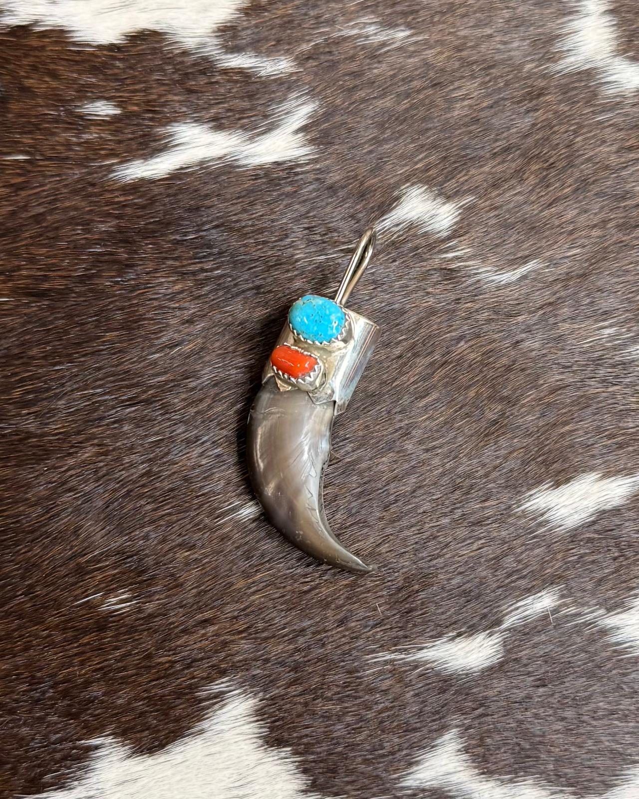 Kingman & Coral Bear Claw Pendant *Native
