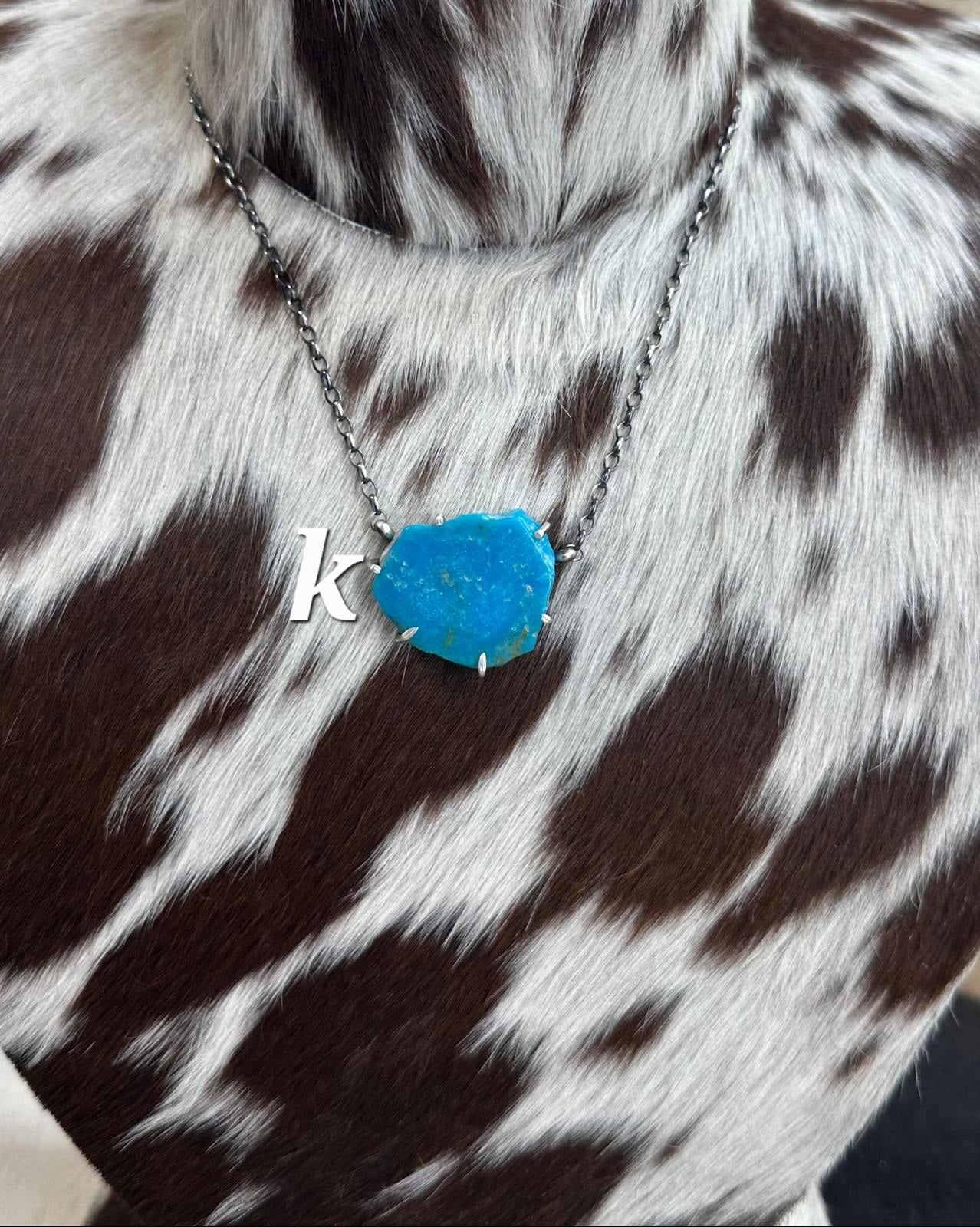 Donavan Skeets Waterproof Darker Turquoise Slab Necklace *Native