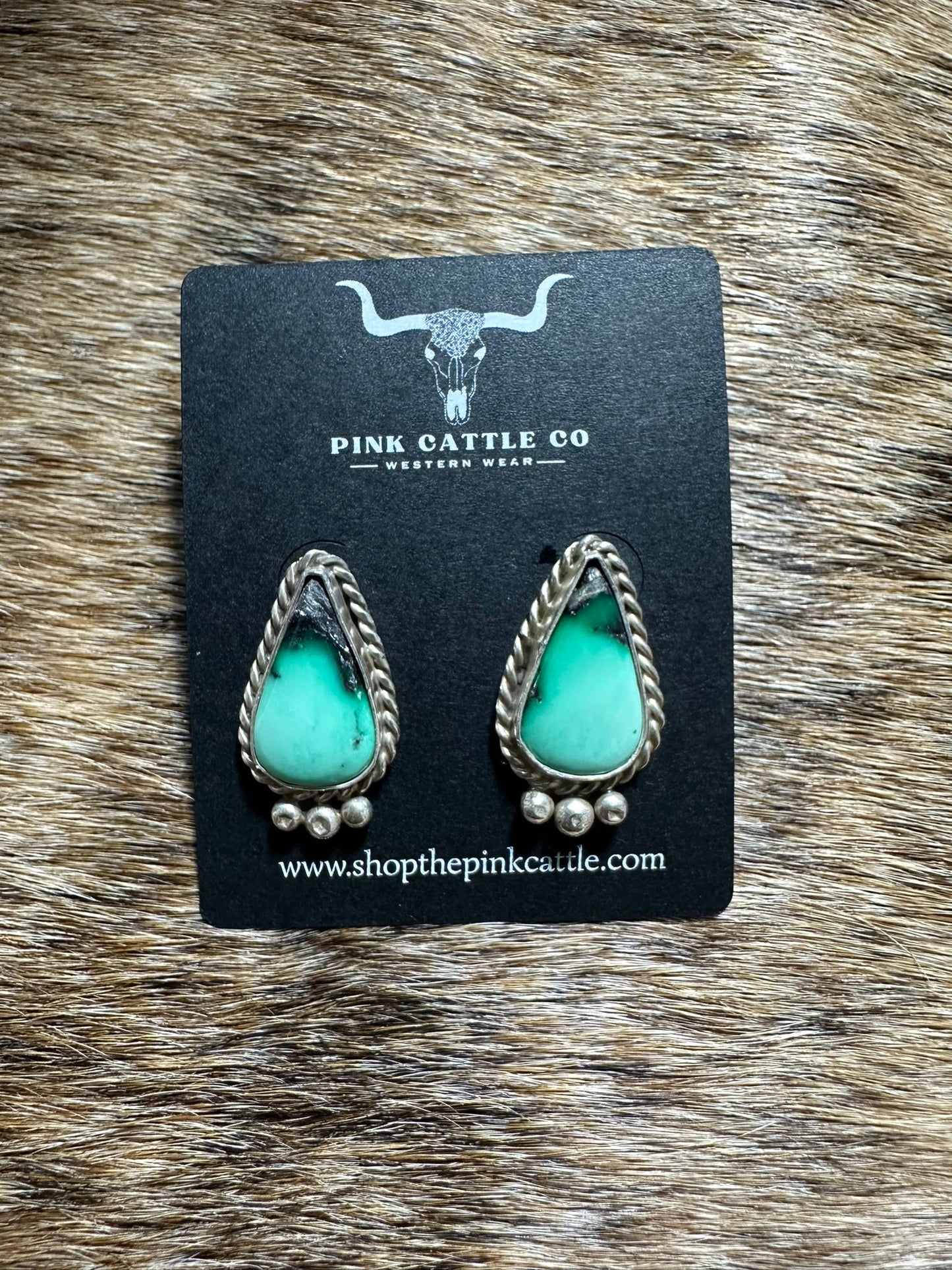 Robert Yellowhorse Emerald Rose Earrings*Native