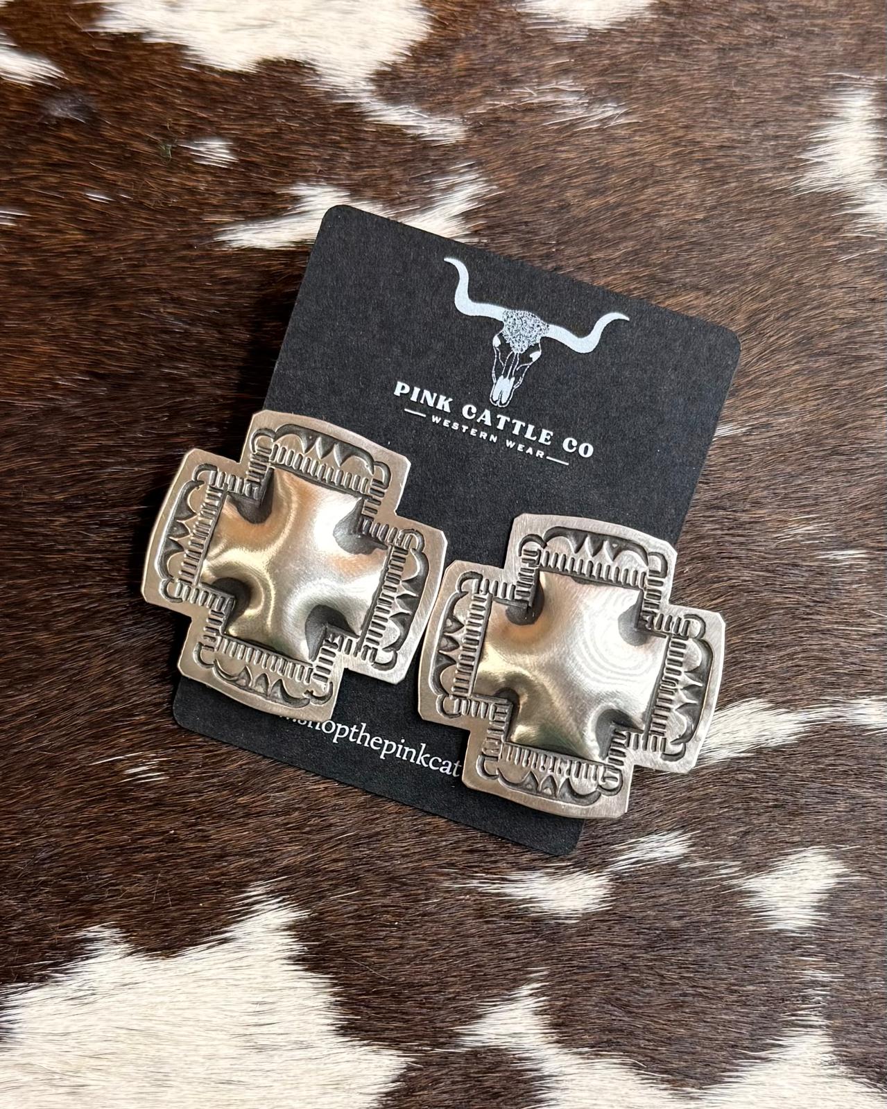 Leander Tahe Sterling Cross Earrings *Native