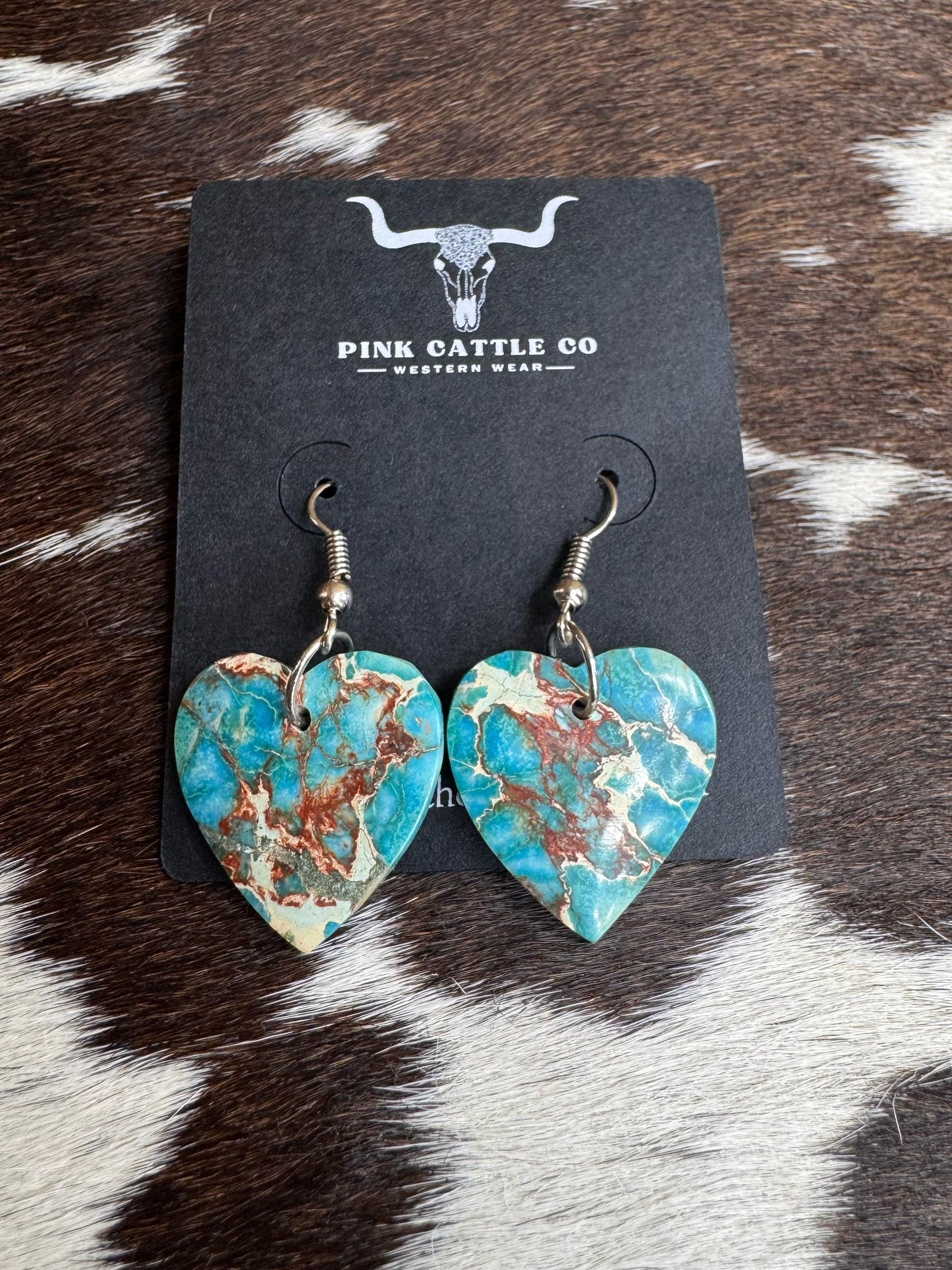 Blue Indigo Heart Turquoise Slab Earrings *NonNative